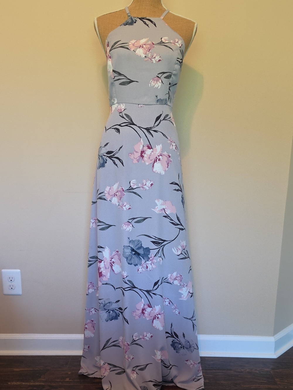 Lulu's Light Lavender Halter Maxi Dress with Pink Floral Print